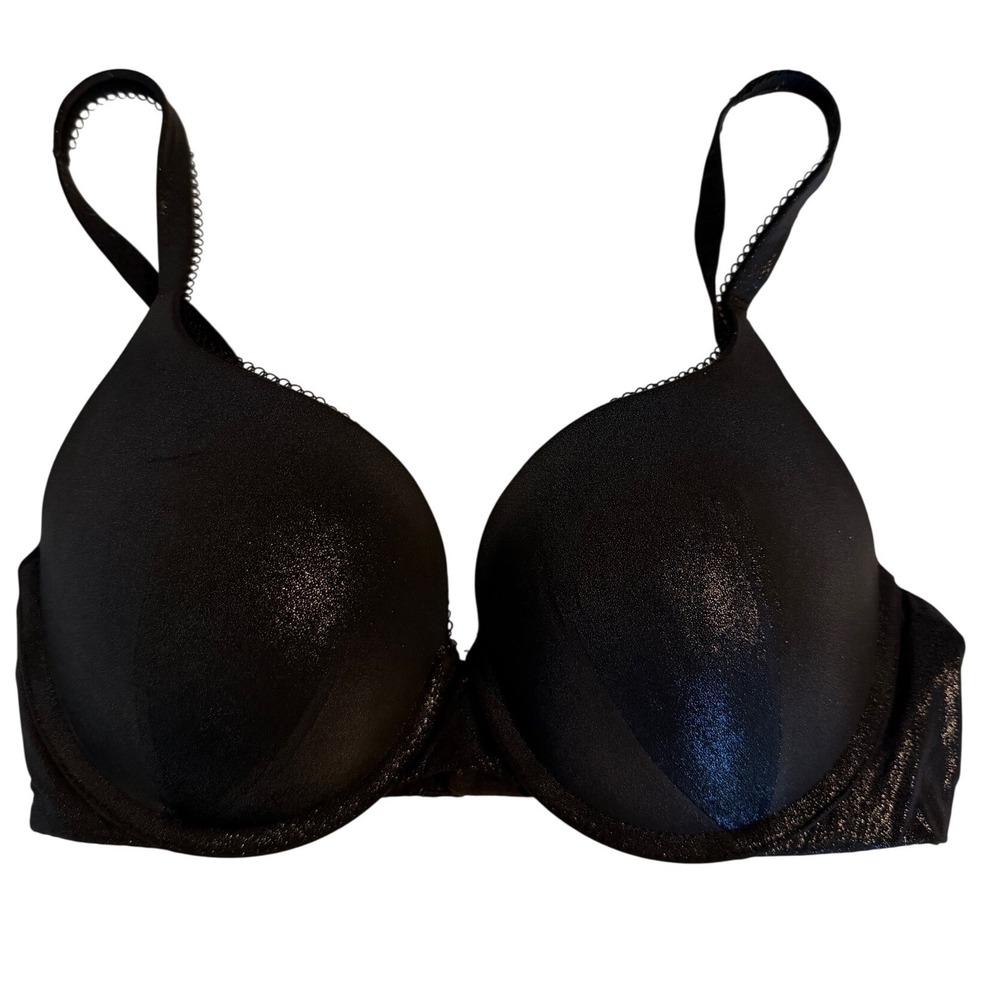 Victoria's Secret Bra Womens 32DD Black Excellent Shimmer Perfect Shape Bra